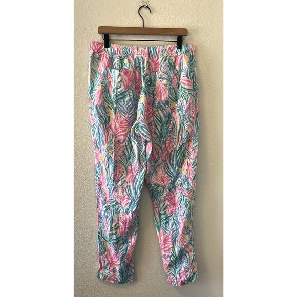 Lilly Pulitzer Linen Pants Size Large Taron Pants Sea Turtle Soiree Colorful - Picture 7 of 16